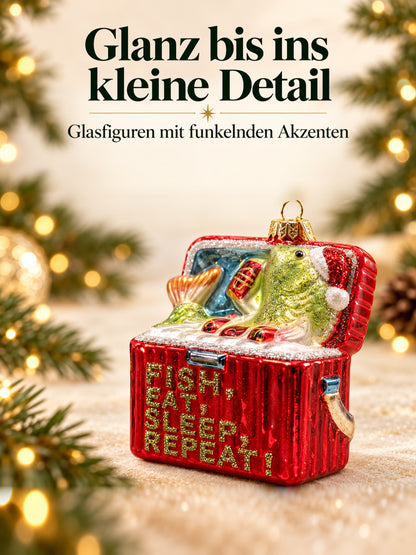 ArtiTree Glasfigurenset Anglerset – Detailnahaufnahme einer Glasfigur, handbemaltes Glas mit goldenem Glanzfinish, „Glanz bis ins kleine Detail"
