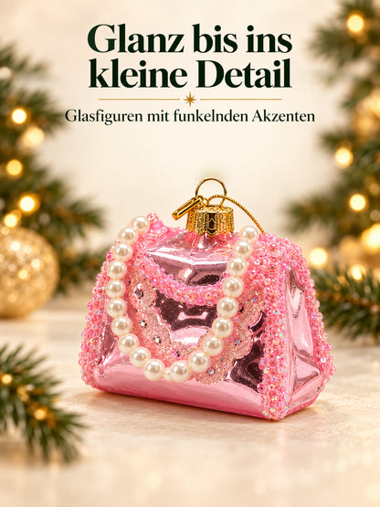ArtiTree Glasfigurenset Pretty Girl Set – Detailnahaufnahme einer Glasfigur, handbemaltes Glas in Pink mit Glanzfinish und Perlenverzierung, „Glanz bis ins kleine Detail"
