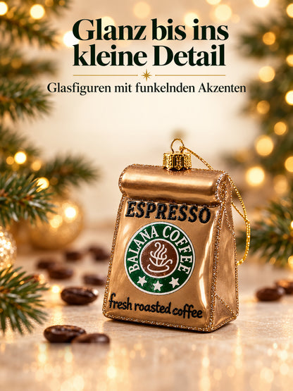 ArtiTree Glasfigurenset Kaffeeset – Detailnahaufnahme einer Glasfigur, handbemaltes Glas mit Glanzfinish, „Glanz bis ins kleine Detail"