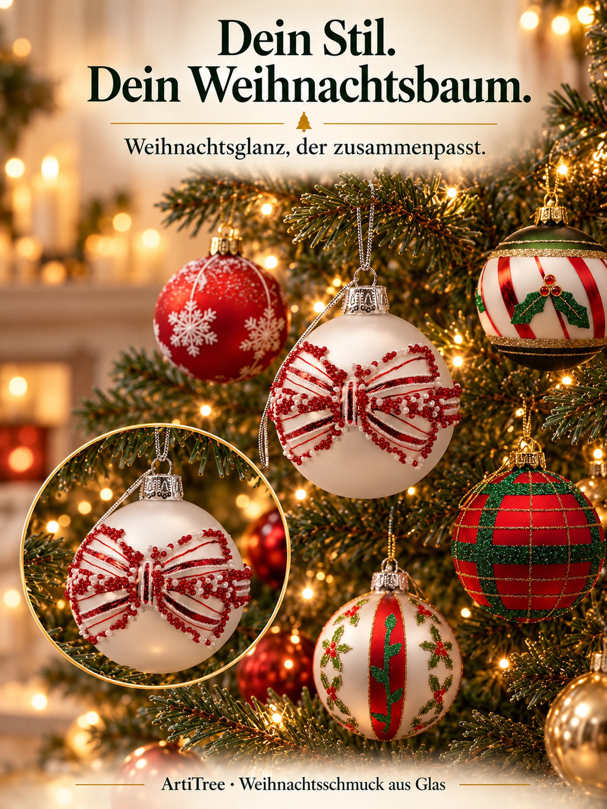 Weihnachtskugel Glas Schleife