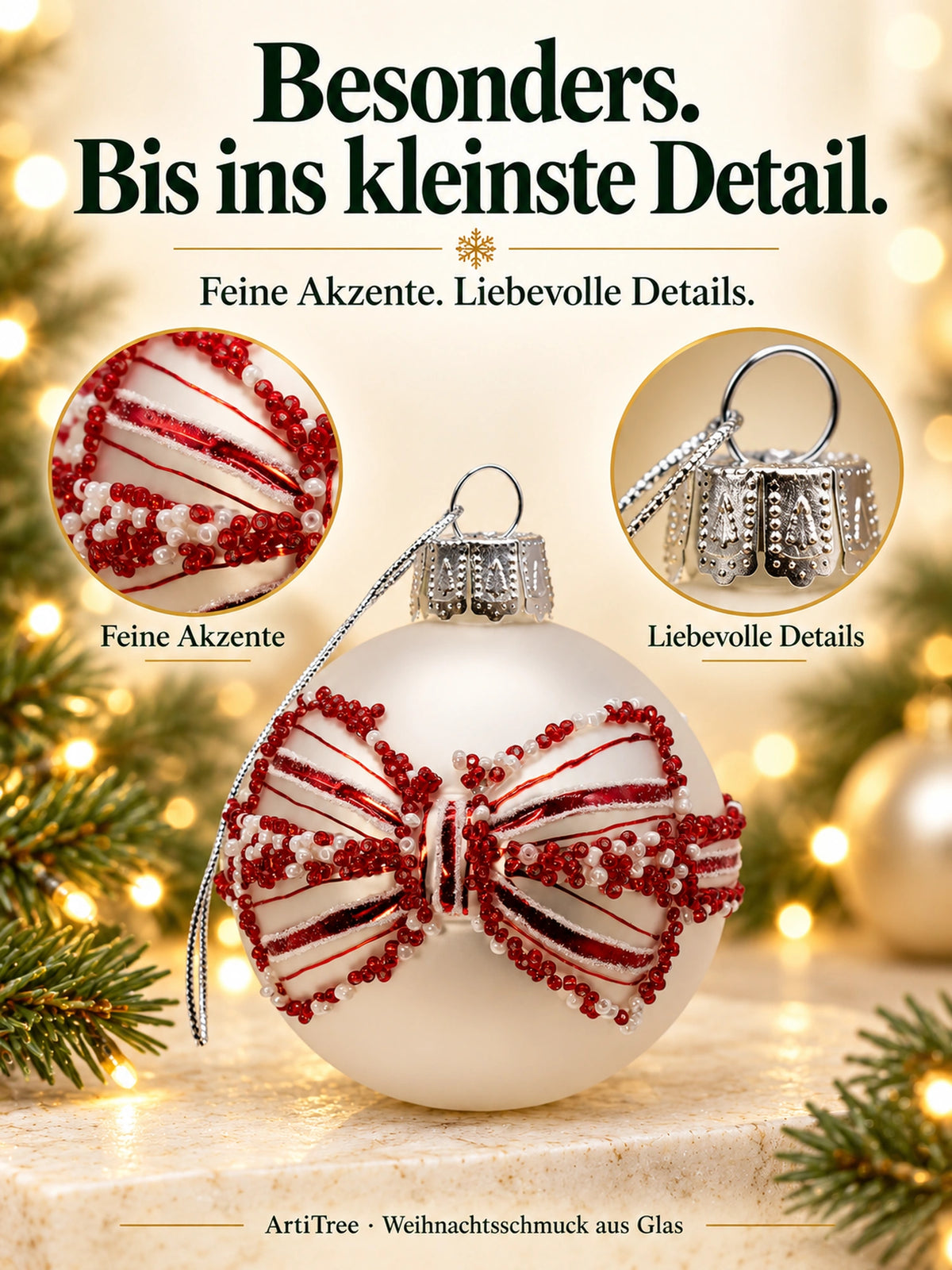 Weihnachtskugel Glas Schleife