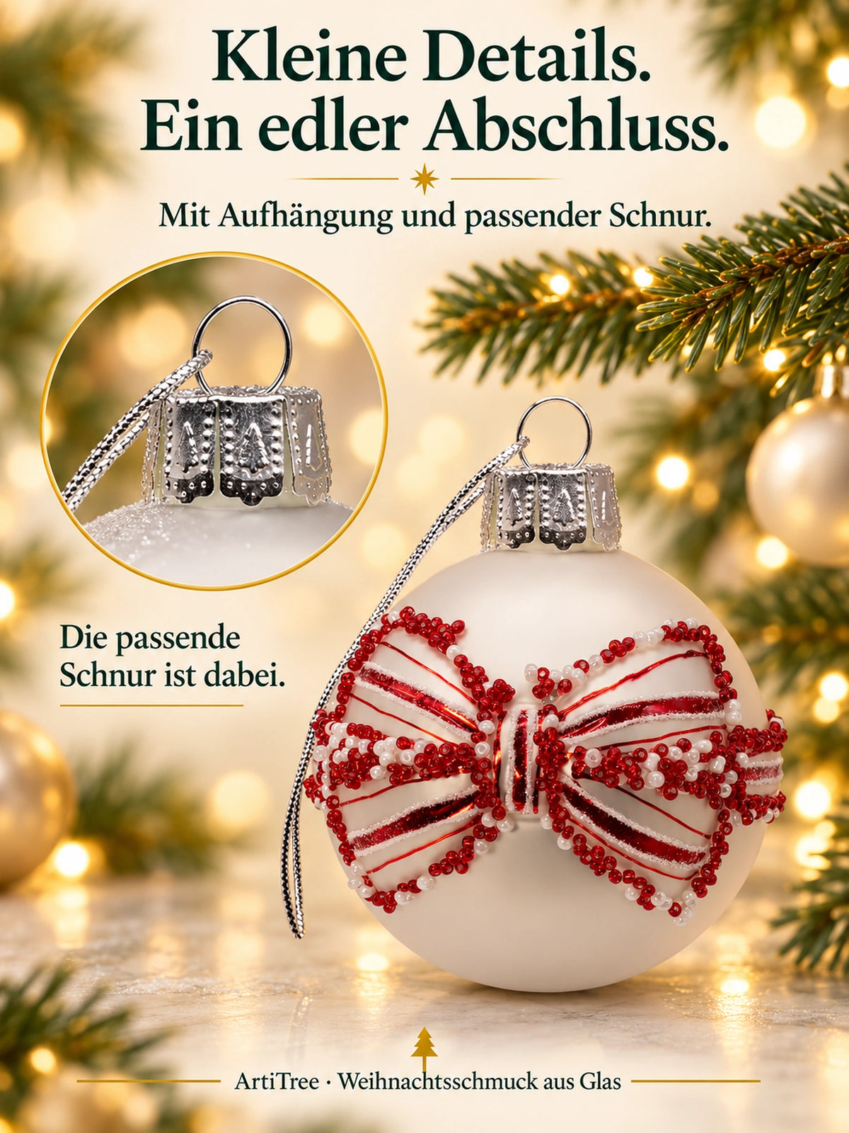 Weihnachtskugel Glas Schleife