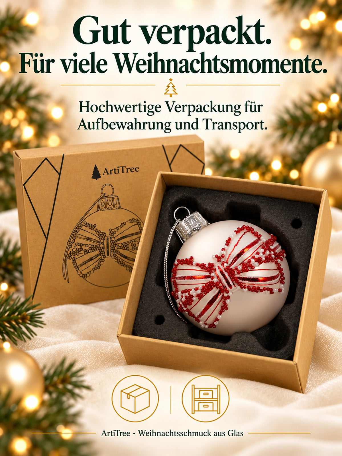 Weihnachtskugel Glas Schleife
