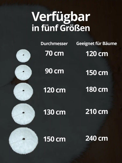 Verschiedene Größenangaben des Baumteppichs aus Plüsch