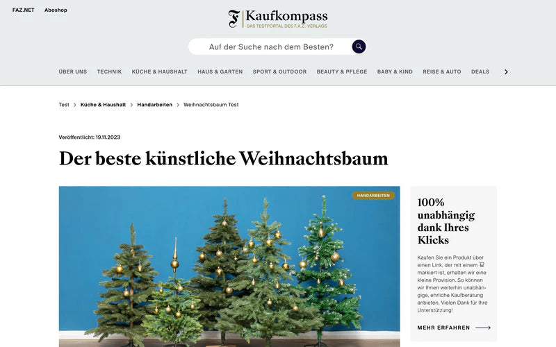 Artikel: Der beste künstliche Weihnachtsbaum