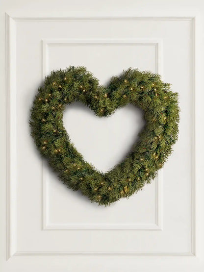 Couronne de Noël artificielle en forme de cœur, 40 cm, avec éclairage LED, par ArtiTree