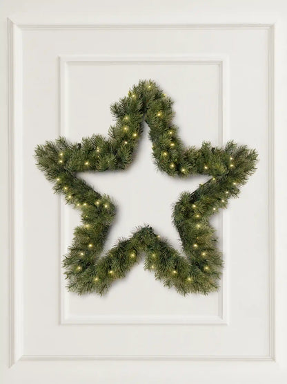 Couronne de Noël artificielle en forme d’étoile, 40 cm, avec éclairage LED, par ArtiTree