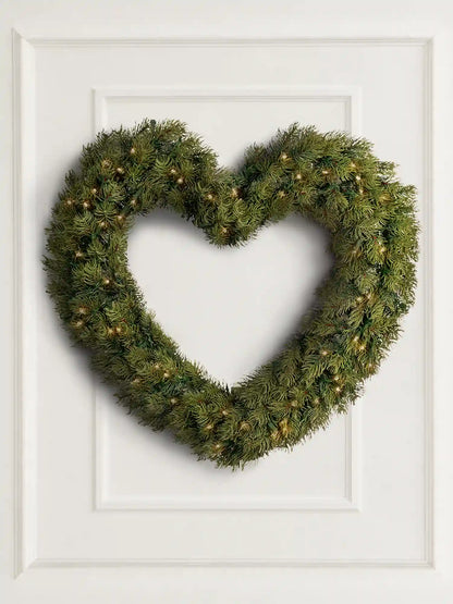 Couronne de Noël artificielle en forme de cœur, 60 cm, avec éclairage LED par ArtiTree