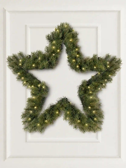 Couronne de Noël artificielle en forme d’étoile, 60 cm, avec éclairage LED par ArtiTree