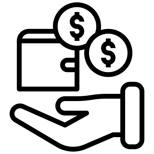 Icon mit Hand, die Geld hält
