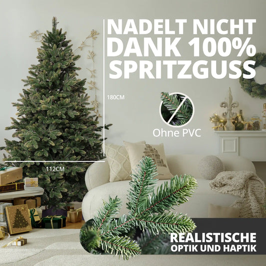Künstlicher Weihnachtsbaum Nordmanntanne von ArtiTree aus 100 % Spritzguss, ohne PVC, mit realistischer Optik im Wohnzimmer