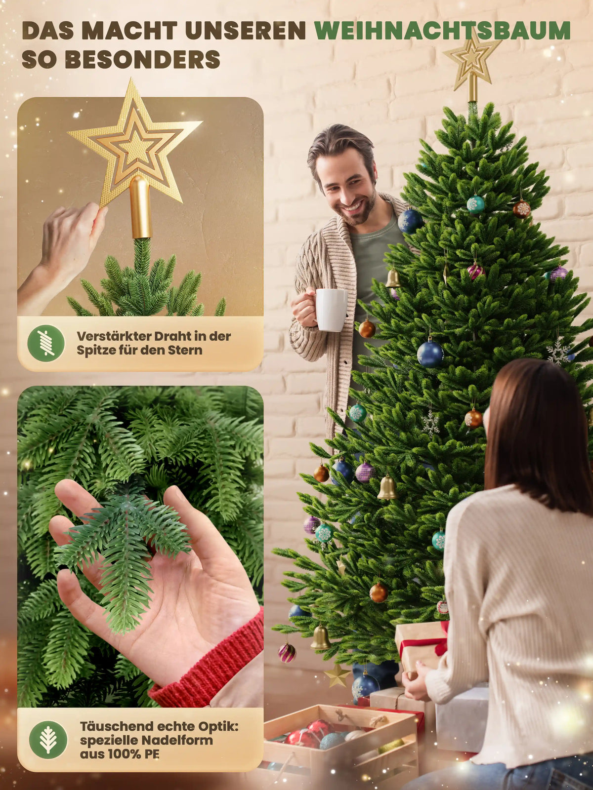 Künstlicher Weihnachtsbaum wie echt – Nordfichte, 11 Größen – ArtiTree®