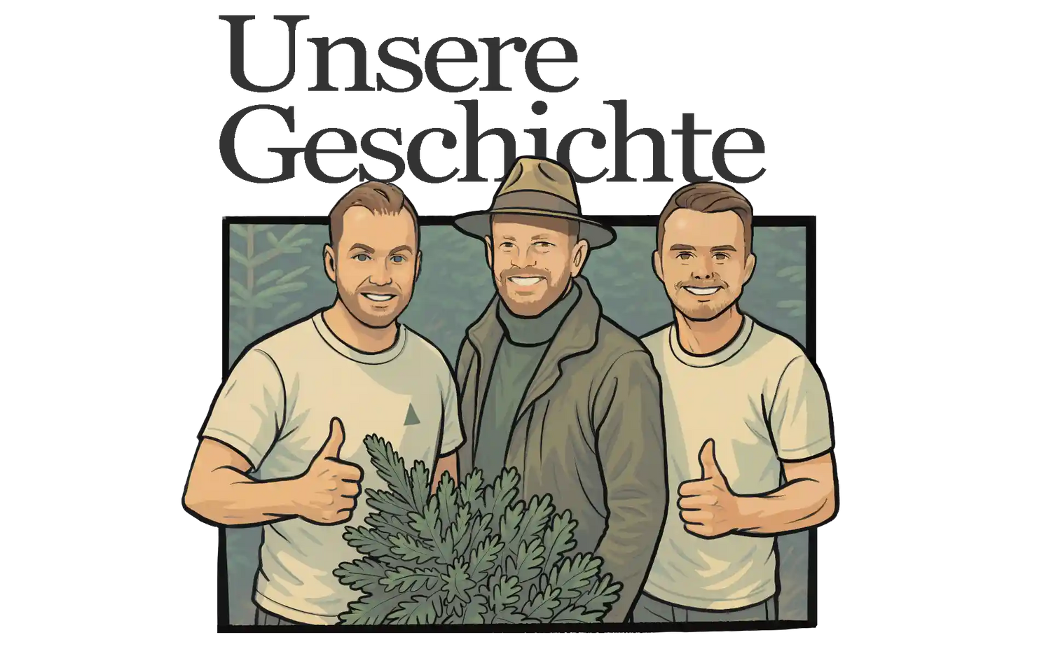 Drei Gründer von ArtiTree als Comic