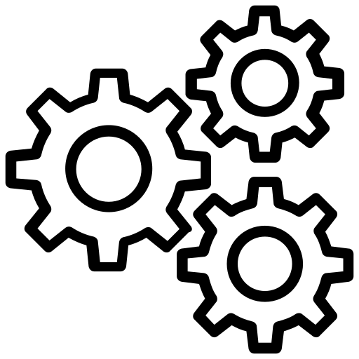 Icon mit drei Zahnrädern