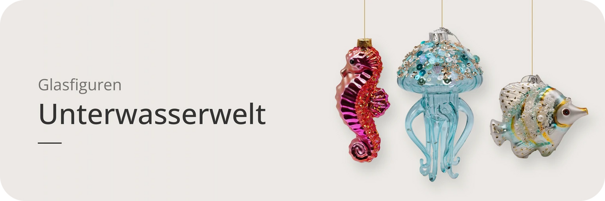 Kategorie Unterwasserwelt – ArtiTree Glasfiguren: Pinkes Seepferdchen, türkise Qualle und Kaiserfisch als Vorschau der Glasfiguren-Kollektion