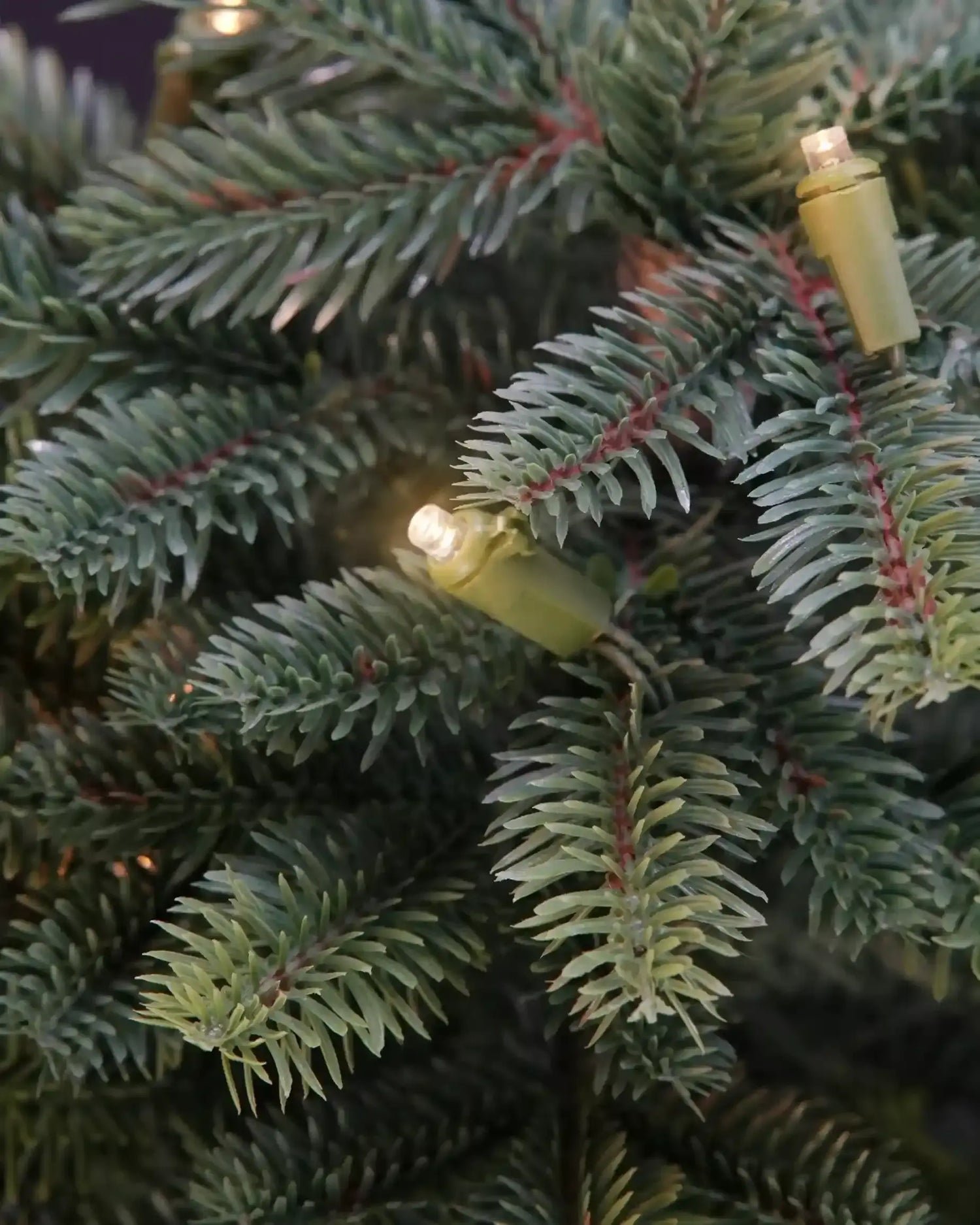 Detailaufnahme der Spritzguss Nadeln von ArtiTrees künstlichem Weihnachtsbaum im Topf