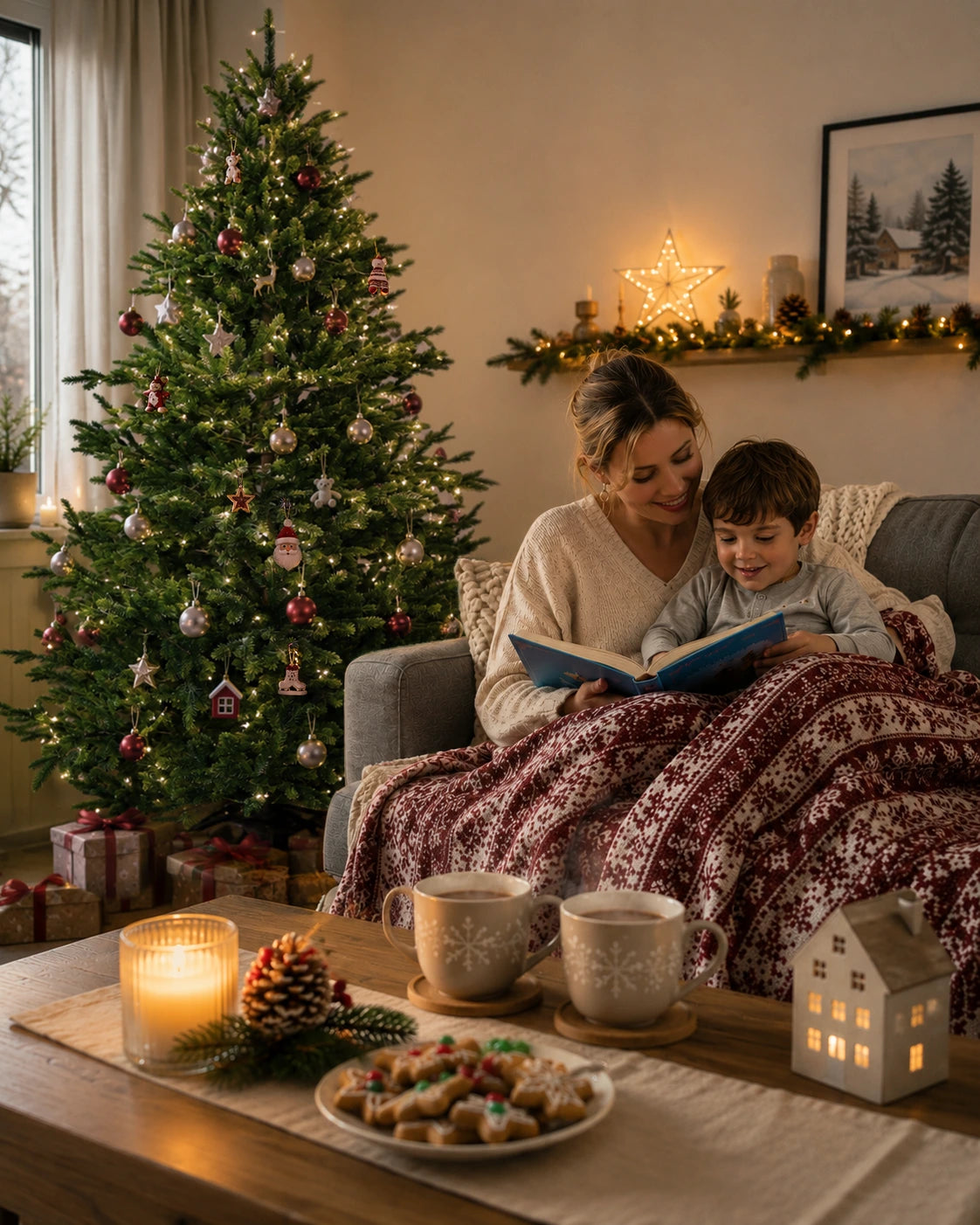 Sapin de Noël artificiel en épicéa nordique avec éclairage intégré