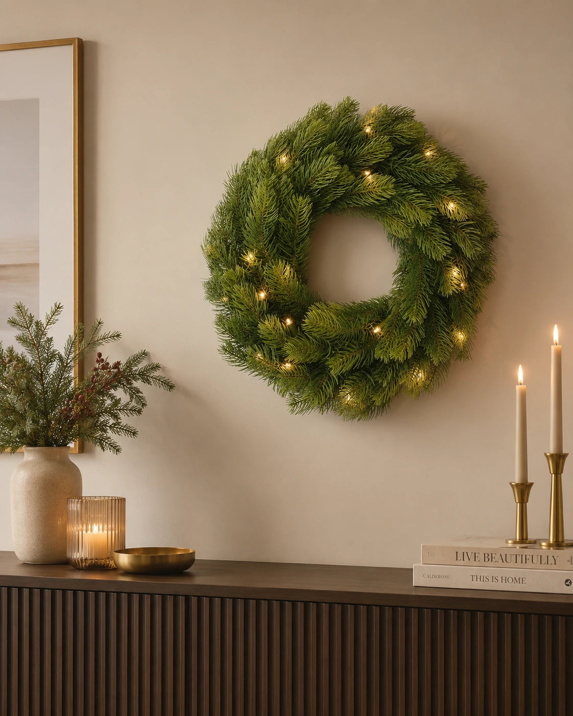 Künstlicher Weihnachtskranz von ArtiTree mit integrierter Beleuchtung